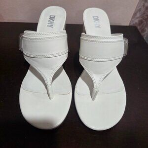 Dkny white sandal heel